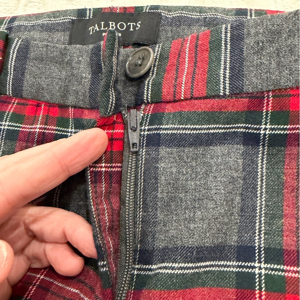 Talbots Plaid Straight Leg 0P preppy dark light academia lined wool blend geek - Picture 6 of 14